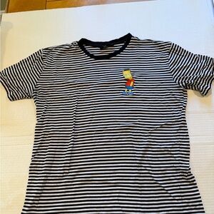 Striped Black and White Men's Tee with Embroidered with Bart Simpson patch